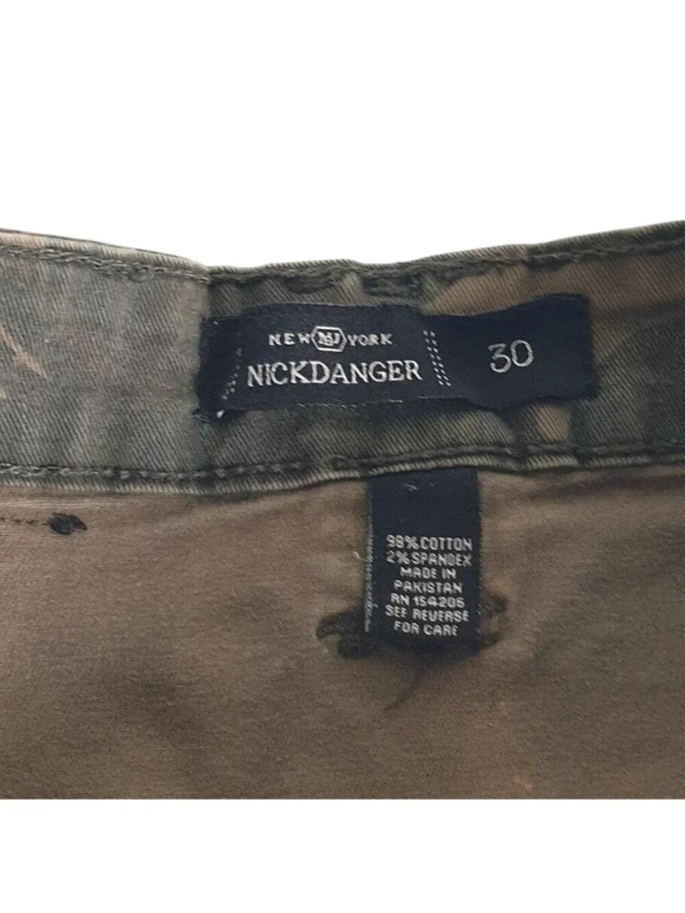 NickDanger Camo Cargo Shorts Mens Size 30 Woodland Print Cotton Spandex Stitch - Picture 6 of 11